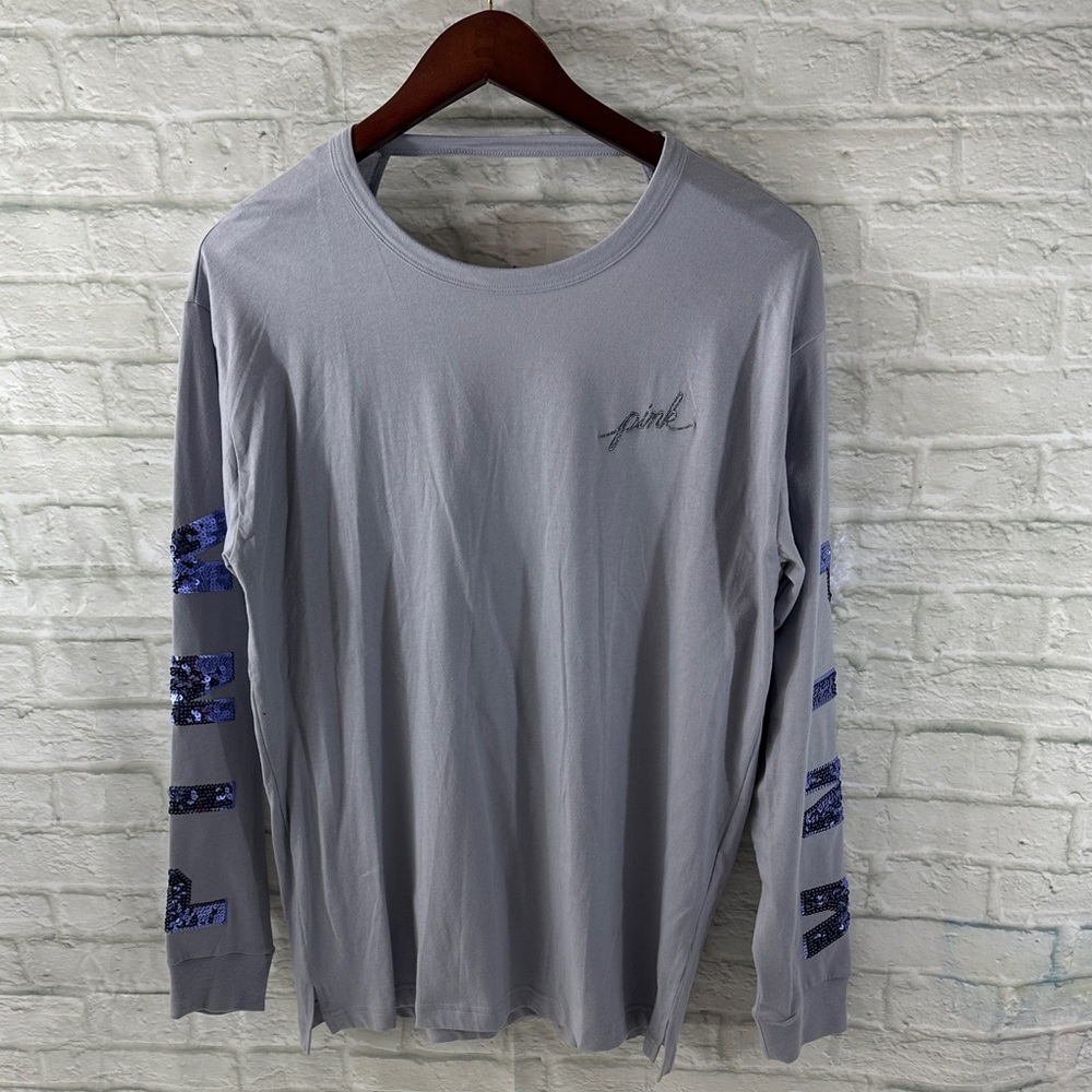 PINK Victoria's Secret Lavendar Long Sleeve Tee with Purple Accents